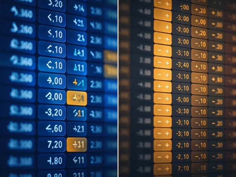Order book of yes and no contract prices beside a traditional sportsbook odds board